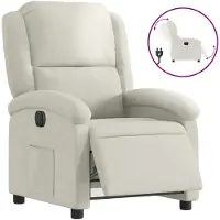 vidaXL Fauteuil verstelbaar elektrisch stof crèmekleurig
