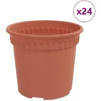 vidaXL Ronde Bloempot 24 st Baksteenrood Ø 15 x 12 cm Kunststof