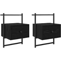 vidaXL - Nachtkastje - 2 - pcs - Zwart - Eiken - 35 - x - 30 - x - 51 - cm - Bewerkt - hout
