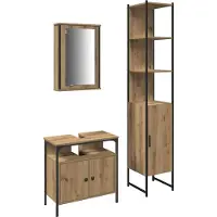 vidaXL Badkamermeubel Set 3 st Artisan Eiken 33 x 33 x 185,5 cm