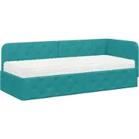 vidaXL Hoek Bed Frame Turquoise 80 x 200 cm Fluweel