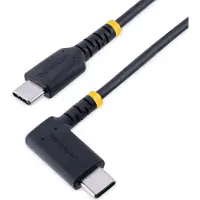 StarTech.com USB-C-kabel - - 15 cm - 60W PD 3A - Gebogen Zwart - Robuuste Aramidevezel