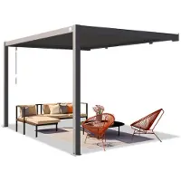 PRIMEYARD Muurpergola 3x4 in antraciet, met lamellendak in antraciet