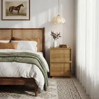 OKWISH Nachtkastjes – 2 Laden – Set Van 2 – Voor Slaapkamer Of Woonkamer – MDF En Spaanplaat Eikenkleur – 38x48x50 cm