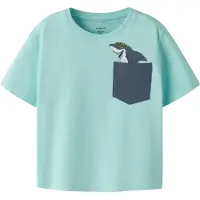 Name it Shirt 'NMMFIKZ' turquoise / donkerblauw / geel / wit