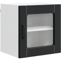 vidaXL Wandkast met glazen deuren, model PORTO, zwart, 40 x 31 x 40 cm, gemaakt van houtvezel