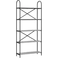 vidaXL Boekenplank 5-laags 80 x 30 x 183 cm Bewerkt hout Grijs Sonoma