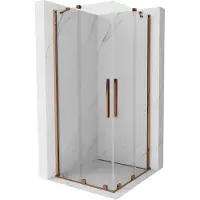 Mexen Velar Duo schuifbare douchecabine 90 x 90 , transparant, roze goud - 871-090-090-02-60