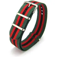 Kaiser Premium Green Red Black - Nato strap 22mm - Stripe - Horlogeband Groen Rood Zwart