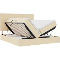vidaXL Opbergbed met hoofdeinde met opslag Crème 180 x 200 cm Stof