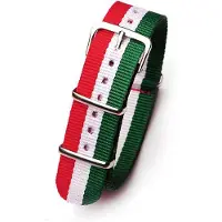 Kaiser Premium Green White Red - Nato strap 20mm - Stripe - Horlogeband Groen Wit Rood