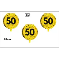 Wefiesta 3x Luxe Folieballon 50 jaar goud (45 cm) - NIET geleverd met helium -Thema feest land festival party fun folie ballon