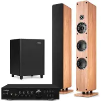 Audizio HiFi stereo set - home cinema set - Met HiFi-speakers, subwoofer en versterker - Hout - 450W