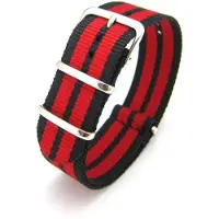 Kaiser Premium Black Red - Nato strap 20mm - Stripe - Horlogeband Zwart Rood
