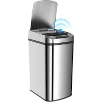 HOMCOM Sensor Prullenbak - Roestvrij Staal - 28x22x41cm - Zilver