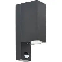 PRIOS buitenwandlamp Tetje, zwart, hoekig, sensor dimbaar, zwart, Aluminium, Modern