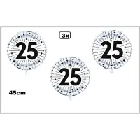 Wefiesta 3x Luxe Folieballon 25 jaar zilver (45 cm) - NIET geleverd met helium -Thema feest land festival party fun folie ballon