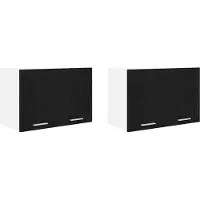 vidaXL - Hangkast - 2 - pcs - Zwart - Eiken - en - Wit - 60 - x - 31 - x - 40 - cm - Bewerkt - hout