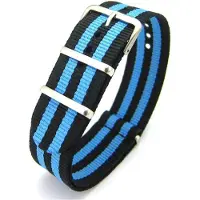 Kaiser Premium Black Blue - Nato strap 18mm - Stripe - Horlogeband Zwart Blauw