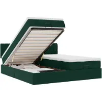 vidaXL Ottoman bed met matrassen 160x200cm fluweel donkergroen