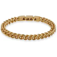 Kaliber 7KB-0173 - Foxtail Chain Bracelet Extender – 20 cm – Heren Armband – Vintage Goudkleurig