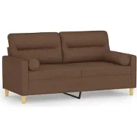 vidaXL Tweezitsbank met sierkussens 140 cm stof bruin
