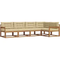 vidaXL Buiten bank set 5 st Natuurlijk en Beige