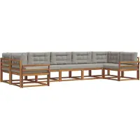 vidaXL Buiten bank set met kussen 7 pcs Natuurlijk en Licht Grijs
