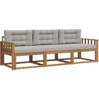 vidaXL Buiten bank set 3 st Natuurlijk en Licht Grijs