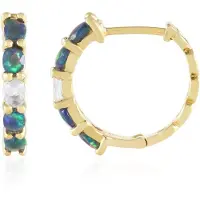 Cavill - Zilveren Vergulde Oorbellen - 925 Sterling Zilver - 8 Mezezo Ovale Opalen 0,917 ct en 2 Witte Topaas 0,418 ct - Elegante 20mm Sieraden