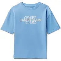 Calvin Klein T-shirt blauw Jongens Katoen Ronde hals Logo - maat 176