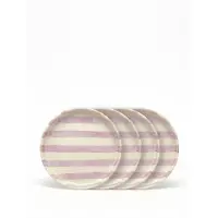 Vtwonen - Borden - Gebaksbord - Strepen - Lila - Set van 4 - Keramiek - 13cm