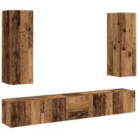 vidaXL Tv-wandkasten 5 st bewerkt hout oud houtkleurig