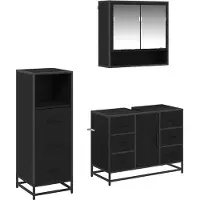 vidaXL Badkamermeubel Set 3 st Zwart Eiken 80 x 33 x 60 cm