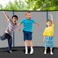 MODFU - Trampoline - Veiligheidsnet En Ladder - Schokabsorberend - Voor Binnen En Buiten - PE, IJzer En PVC - Blauw - 243,84 x 243,84 Cm