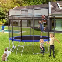 MODFU - Trampoline - Met Veiligheidsnet En Versterkte Veren - Voor De Tuin - Staal - Blauw - 305 Cm