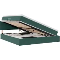 vidaXL LED opbergbed met matras Donkergroen 160 x 200 cm Fluweel