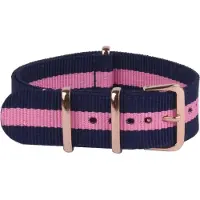 Kaiser Premium Navy Blue Pink - Nato strap 20mm - Stripe - Horlogeband Blauw Roze
