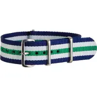 Kaiser Premium Blue White Green - Nato strap 20mm - Stripe - Horlogeband Blauw Wit Groen