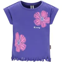 B.NOSY gebloemde T-shirt paars Meisjes Stretchkatoen Bloemen - maat 158/164