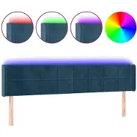 vidaXL Hoofdbord LED 203x16x78/88 cm fluweel donkerblauw