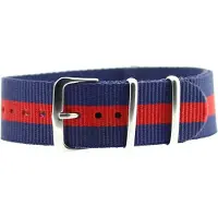 Kaiser Premium Navy Blue Red - Nato strap 22mm - Stripe - Horlogeband Blauw Rood