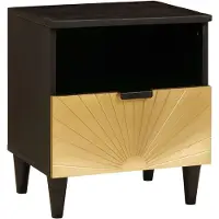 vidaXL Nachtkastje Zwart en Goud 40 x 33 x 46 cm Bewerkt hout