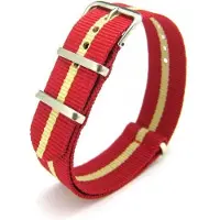 Kaiser Premium Red Beige - Nato strap 20mm - Stripe - Horlogeband Rood Beige