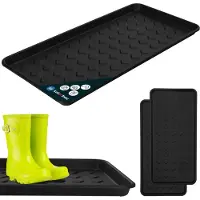KOTARBAU 2 stuks Schoenenlekbak, Lekbak Schoenen, Kunststof, 72 x 35 cm, Zwart, Schoenendruipbak, Schoenmat, Laarzen Afdruipmat, Schoenafdruipbak, Schoenenschaal, Lekbak voor Natte Schoenen