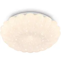 Briloner Cosmo - LED Plafondlamp - plafonniére met warm wit licht - sterrenhemel effect - gegolfde rand - Ø28.5cm - wit