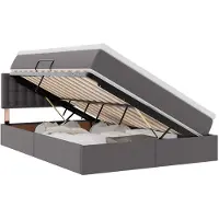 vidaXL Opbergbed met LED met matras Grijs 140 x 190 cm Kunstleer