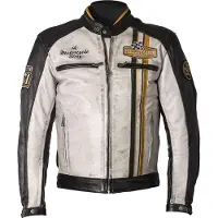 Helstons Indy Rag Leren Jas Zwart Wit Geel Maat 2XL