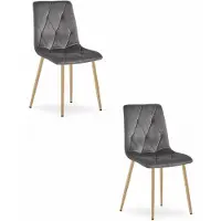 Leobert Chaise - - Libra - Donkergrijze fluweelstof / Houten poten - 45 x 54 x 86,5 cm - Set van 2