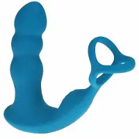 Levelz - Dubbele vibrerende vibrator met prostaatstimulator met penis- en testikelring - Blauw